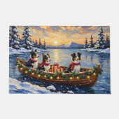 Border Collie Christmas Boat Holiday Fußmatte (Vorderseite)