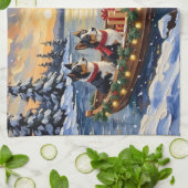 Border Collie Christmas Boat Holiday Geschirrtuch (Gefaltet)