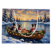 Border Collie Christmas Boat Holiday Große Geschenktüte (Rückseite)