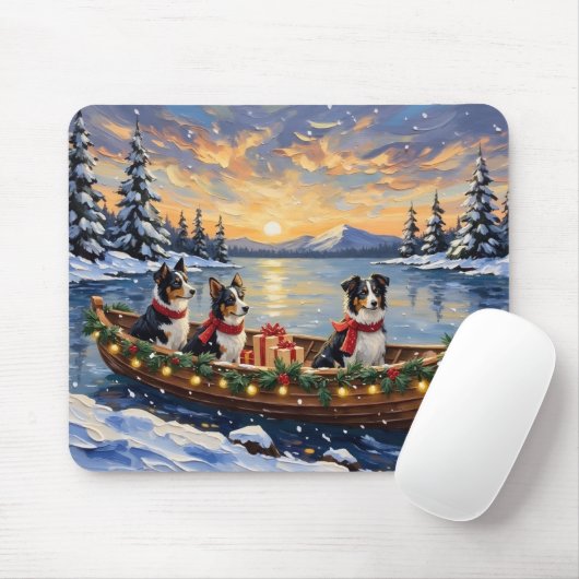 Border Collie Christmas Boat Holiday Mousepad (Mit Mouse)