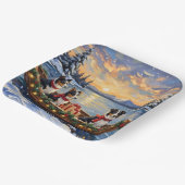 Border Collie Christmas Boat Holiday Pappteller (Gewinkelt)