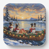 Border Collie Christmas Boat Holiday Pappteller (Vorderseite)