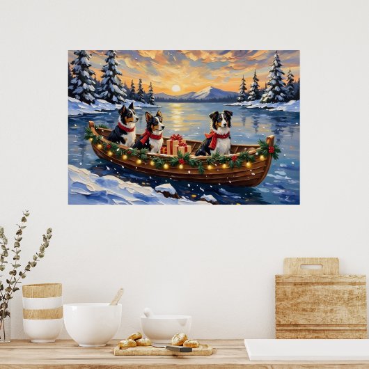 Border Collie Christmas Boat Holiday Poster (Küche)