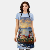 Border Collie Christmas Boat Holiday Schürze (Getragen)