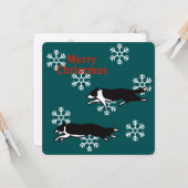 Border collie Christmas card カード Karte (Vorderseite/Rückseite Beispiel)