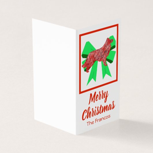 Border Collie Christmas Dog & Green Bow Kleiner (Vorderseite)
