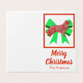 Border Collie Christmas Dog & Green Bow Kleiner (Außenseite Aufgefaltet)