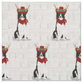 Border Collie Christmas Dog mit Antlern Stoff (Muster)