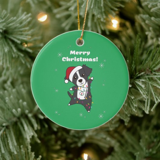 Border Collie Christmas Dog Wintertiere Hunde Ce Keramik Ornament (Baum)