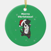 Border Collie Christmas Dog Wintertiere Hunde Ce Keramik Ornament (Vorne)