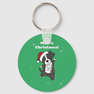Border Collie Christmas Dog Wintertiere Hunde Ke Schlüsselanhänger