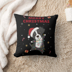 Border Collie Christmas Dog Wintertiere Hunde Kissen