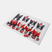 Border Collie Christmas Dress Santa Hat Fußmatte (Schrägansicht)