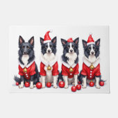Border Collie Christmas Dress Santa Hat Fußmatte (Vorderseite)