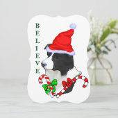 Border Collie Christmas Feiertagskarte (Stehend Vorderseite)