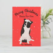 Border Collie Christmas Feiertagskarte (Stehend Vorderseite)