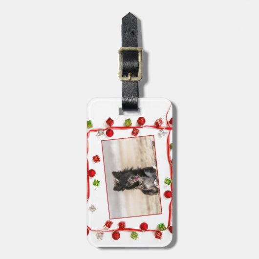 Border Collie Christmas Gepäckanhänger (Vorderseite vertikal)