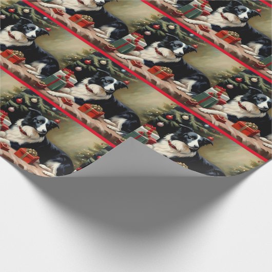 Border Collie Christmas Geschenkpapier (Ecke)