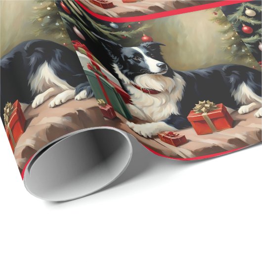 Border Collie Christmas Geschenkpapier (Rolleneckpunkt)