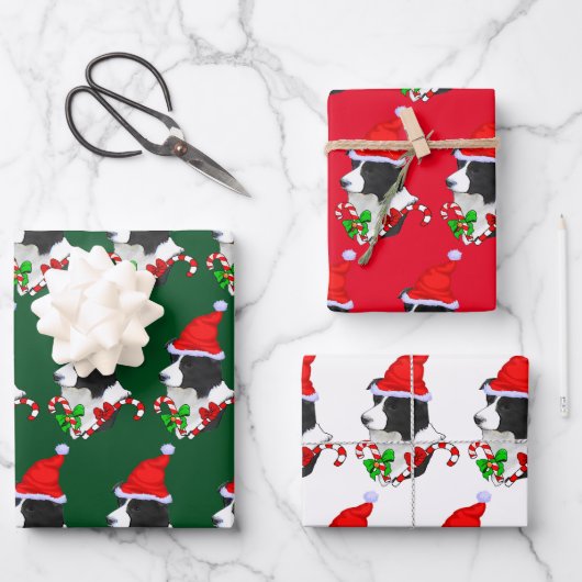 Border Collie Christmas Geschenkpapier Set (Vorderseite)