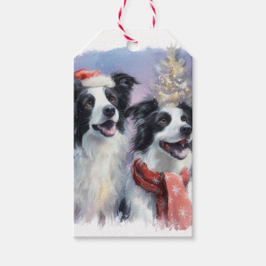 Border Collie Christmas Gift Tag Geschenkanhänger (Vorderseite)