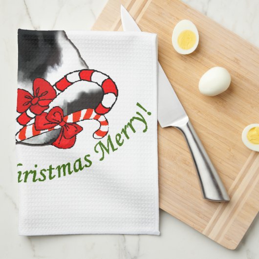 Border Collie Christmas Handtuch (Viertel Falte)