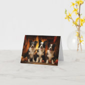 Border Collie Christmas Karte (Gelbe Blume)