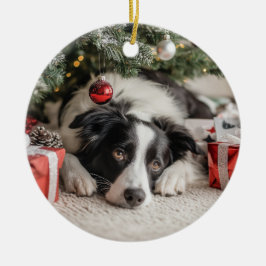 Border Collie Christmas Keramik Ornament