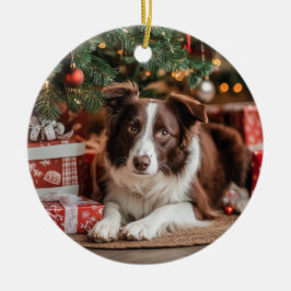 Border Collie Christmas Keramik Ornament