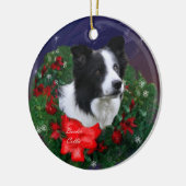Border Collie Christmas Keramik Ornament (Links)