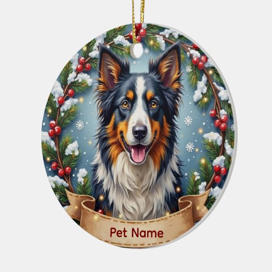 Border Collie Christmas Keramik Ornament (Links)