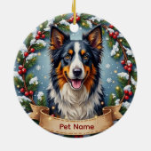 Border Collie Christmas Keramik Ornament (Hinten)