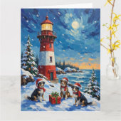 Border Collie Christmas Lighthouse Holiday Karte (Gelbe Blume)