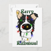 Border Collie Christmas Lights Feiertagspostkarte (Vorne/Hinten)