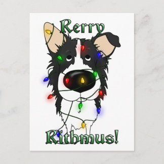 Border Collie Christmas Lights Feiertagspostkarte