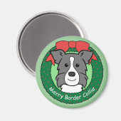 Border Collie Christmas Magnet (Vorderseite/Rückseite)