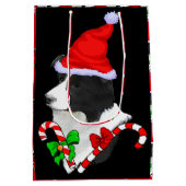 Border Collie Christmas Mittlere Geschenktüte (Rückseite)