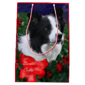 Border Collie Christmas Mittlere Geschenktüte (Rückseite)