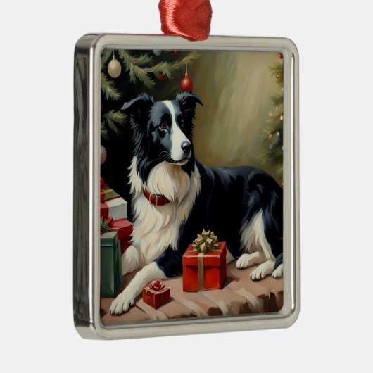 Border Collie Christmas Ornament Aus Metall (Rechts)