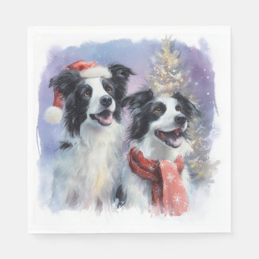 Border Collie Christmas Paper Napkin Serviette (Vorderseite)