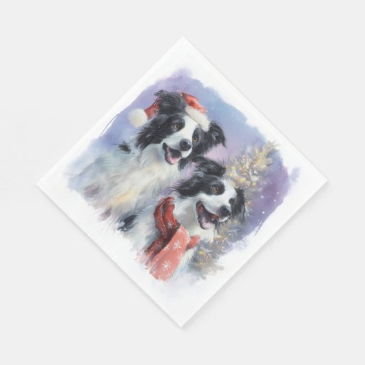 Border Collie Christmas Paper Napkin Serviette (Ecke)