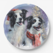 Border Collie Christmas Paper Plate Pappteller (Vorderseite)