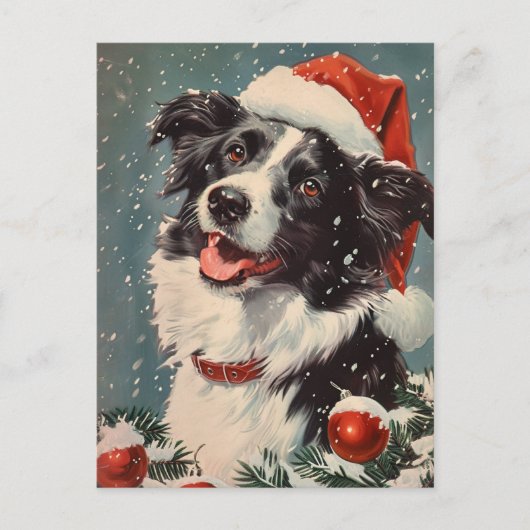 Border Collie Christmas Postkarte (Vorderseite)