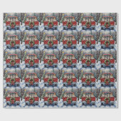 Border Collie Christmas Red Truck Holiday Geschenkpapier (Flach)