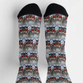 Border Collie Christmas Red Truck Holiday Socken (Oben)