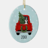Border Collie Christmas Red Truck Keramik Ornament (Rechts)