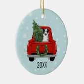 Border Collie Christmas Red Truck Keramik Ornament (Rechts)