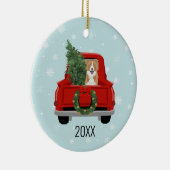 Border Collie Christmas Red Truck Keramik Ornament (Rechts)