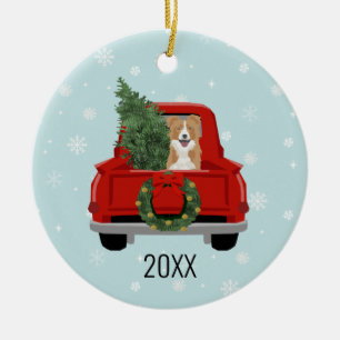Border Collie Christmas Red Truck Keramik Ornament