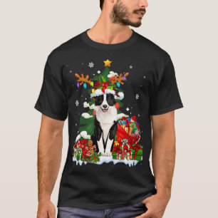 Border Collie Christmas Rentier Santa Light Hund P T-Shirt
